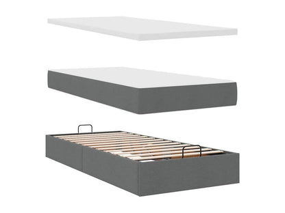 Cadre de lit ottoman avec matelas gris foncé 90x190 cm tissu GLHO70879