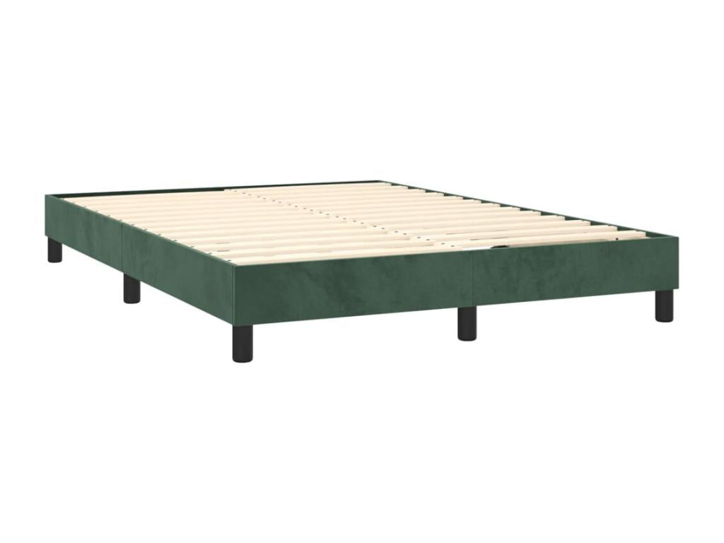 Lit à sommier tapissier et matelas Vert foncé 140x200 Velours YITM61652