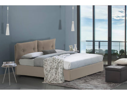Lit simple Domopure Lit coffre avec revêtement en éco-cuir Made in Italy Ouverture frontale adapté pour matelas 80x190 cm gris tourterelle ZGME02097