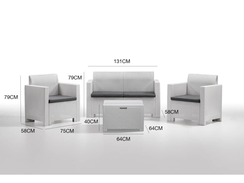 Ensemble de salon d'extérieur Domopure Salon de jardin avec coussins Salon d'intérieur effet rotin Made in Italy Blanc TNQJ88913