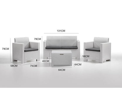 Ensemble de salon d'extérieur Domopure Salon de jardin avec coussins Salon d'intérieur effet rotin Made in Italy Blanc TNQJ88913