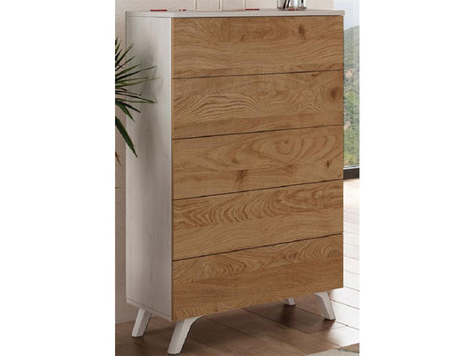 Ensemble de tête de lit avec LED 2 tables chevets chiffonnier Couleuris andersen/blanc ASZO63845