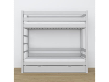 Lit superposé en bois - avec tiroir pour matelas N03 Gris 100x200 OPYG30845