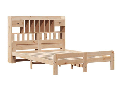 Lit bibliothèque sans matelas 160x200 cm bois massif de pin CEDS88254