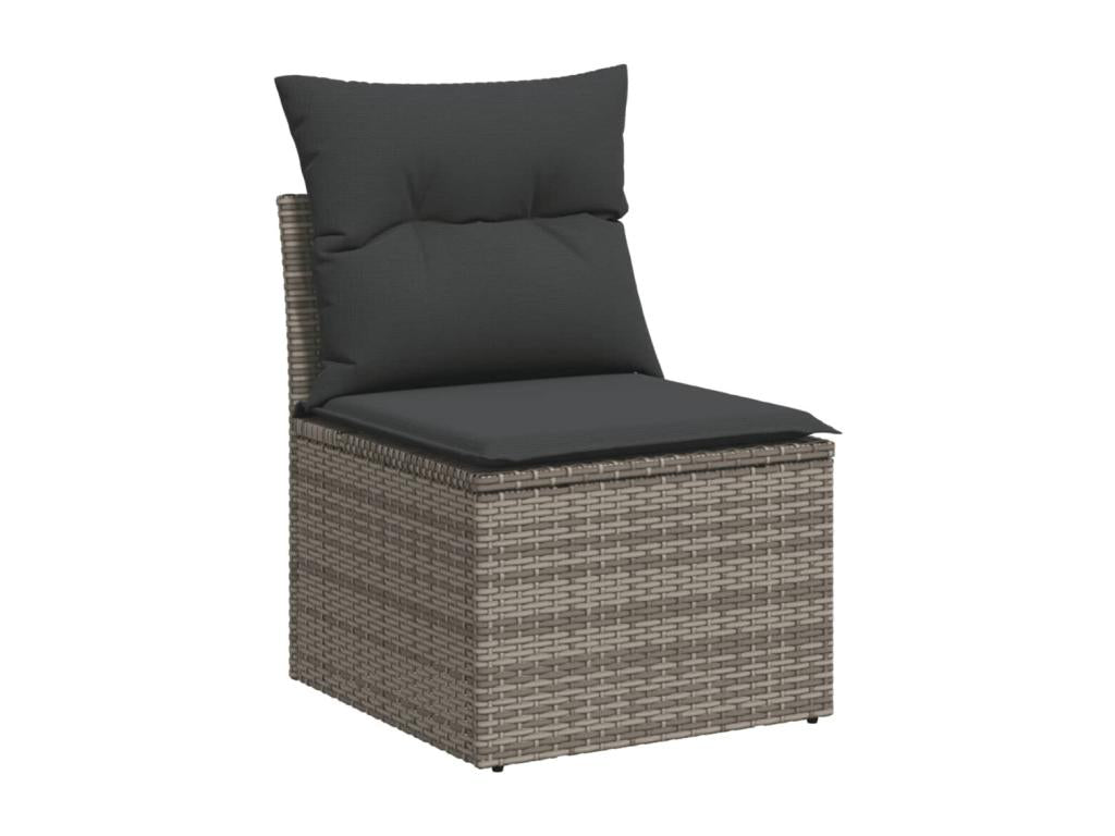Salon de jardin avec coussins 3 pcs gris résine tressée TXJP38233