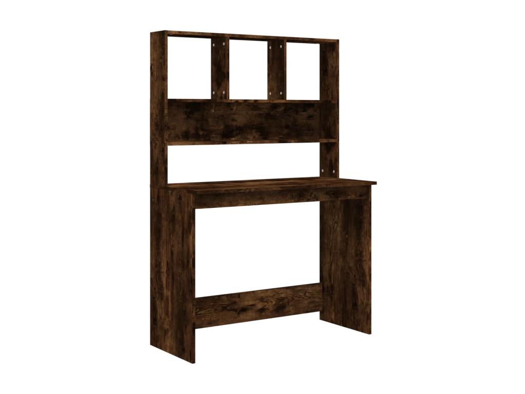 Bureau avec étagères Chêne fumé 102x45x148 cm Bois d'ingénierie SQQJ01173