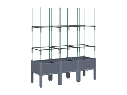 Jardinière avec treillis gris 120x40x142.5 cm PP MBEC24812