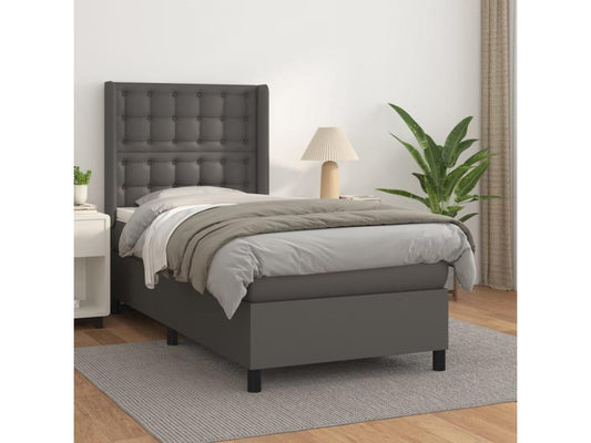 Sommier à Chicyla de lit avec matelas Gris 100x200 Similicuir VYDK53587