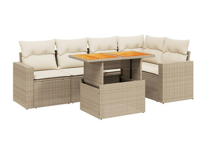 Salon de jardin avec coussins 6 pièces beige résine tressée IZDS22815