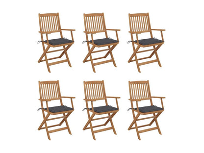 Chaises pliables de jardin 6 pcs avec coussins Bois d'Domopure 82 VTAG71327