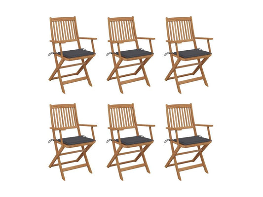 Chaises pliables de jardin 6 pcs avec coussins Bois d'Domopure 82 VTAG71327