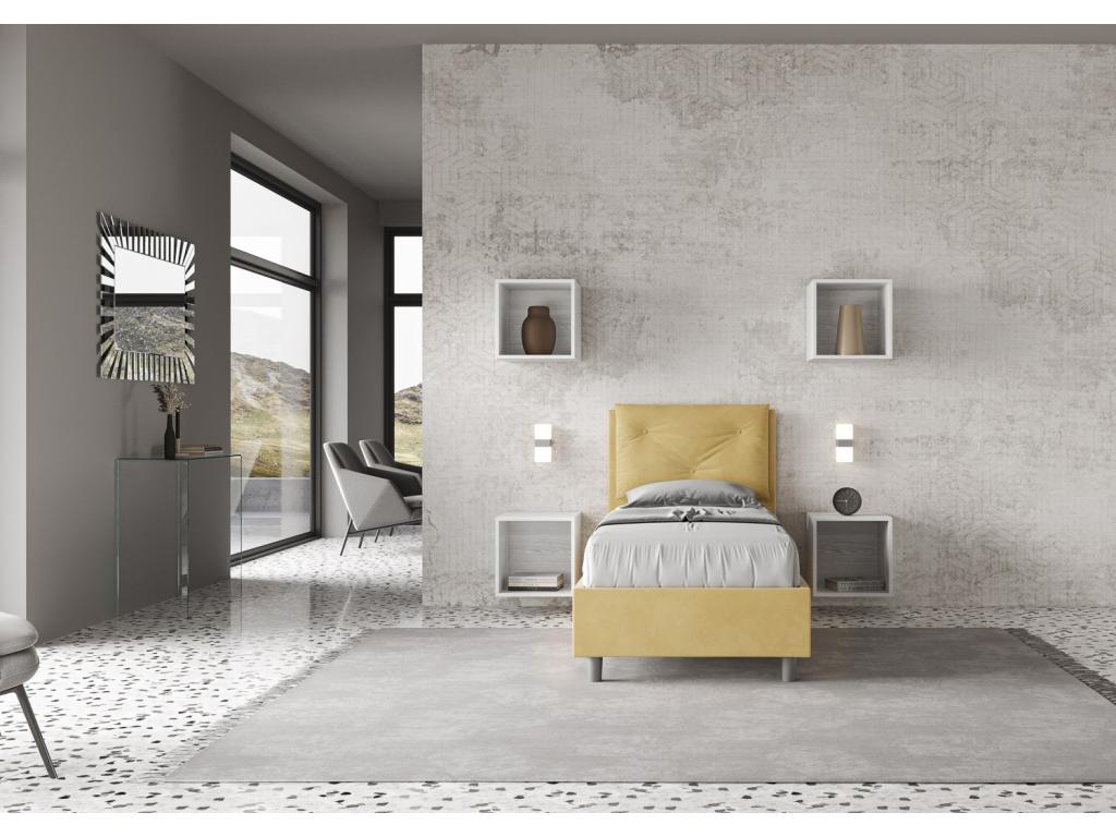 Lit coffre rembourré en microfibre Chicyla ocre 80x200 YHCS40646