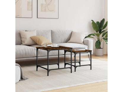 Tables basses gigognes 2 pièces chêne fumé bois d'ingénierie OEZK12182
