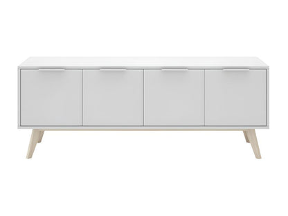 Chicyla - Meuble TV 4 Portes Scandinave MDF et Pin Massif Naturel et Blanc ODVO94525