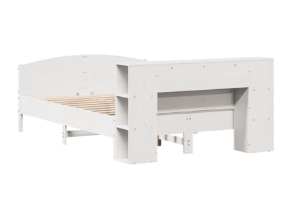 Lit bibliothèque sans matelas blanc 150x200 cm bois pin massif ECNP97142