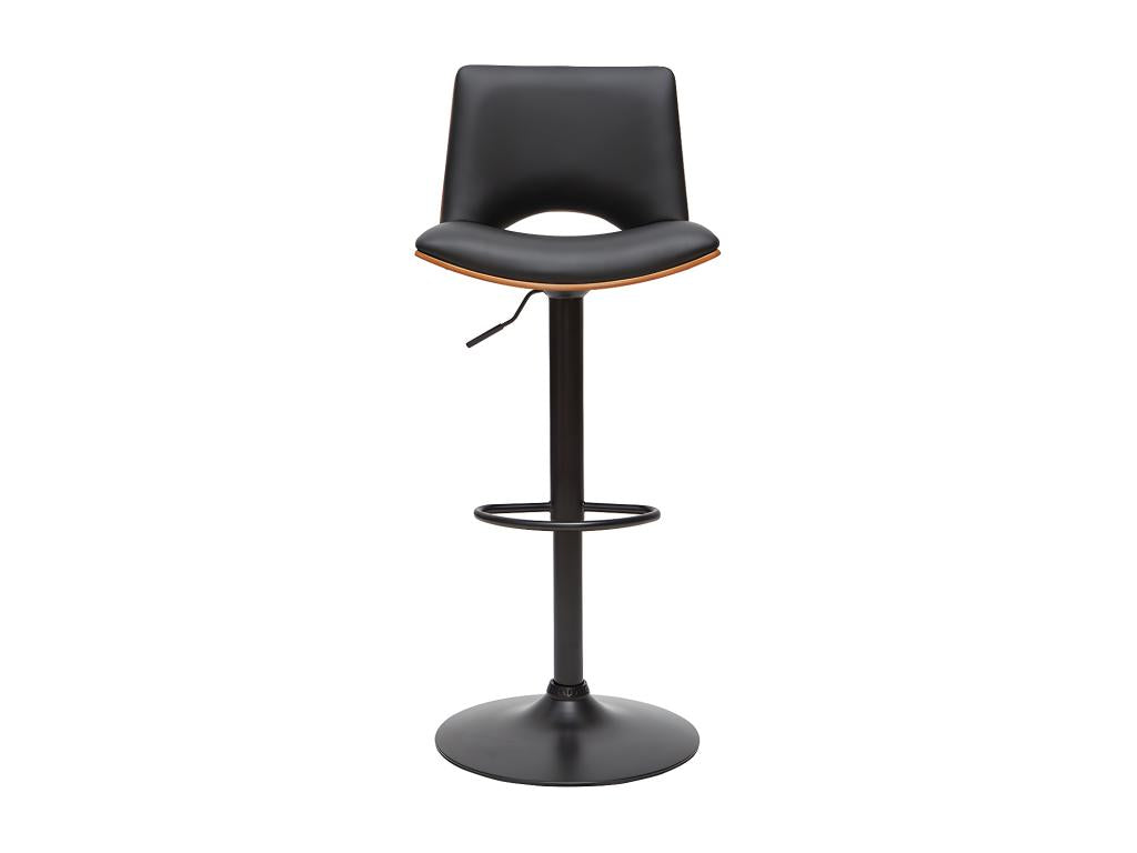 Tabouret de bar design réglable noir et bois foncé Domopure TFZE00091