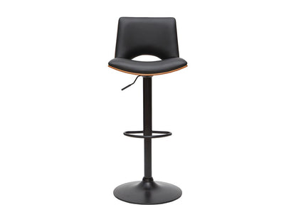 Tabouret de bar design réglable noir et bois foncé Domopure TFZE00091