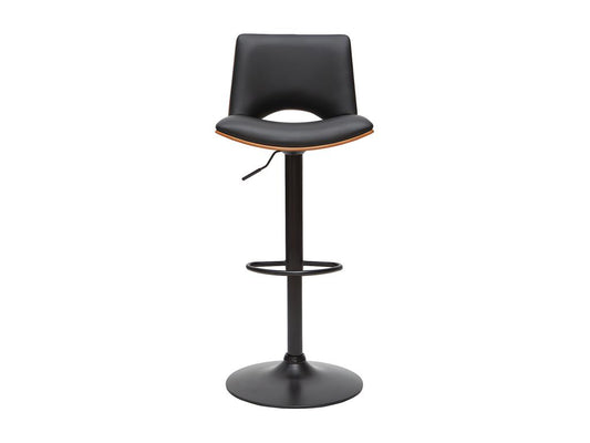 Tabouret de bar design réglable noir et bois foncé Domopure TFZE00091