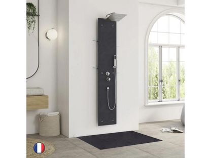 Colonne de douche thermostatique Domopure Aquawall Pietra gris béton nettoyant Briochin QBXP23994