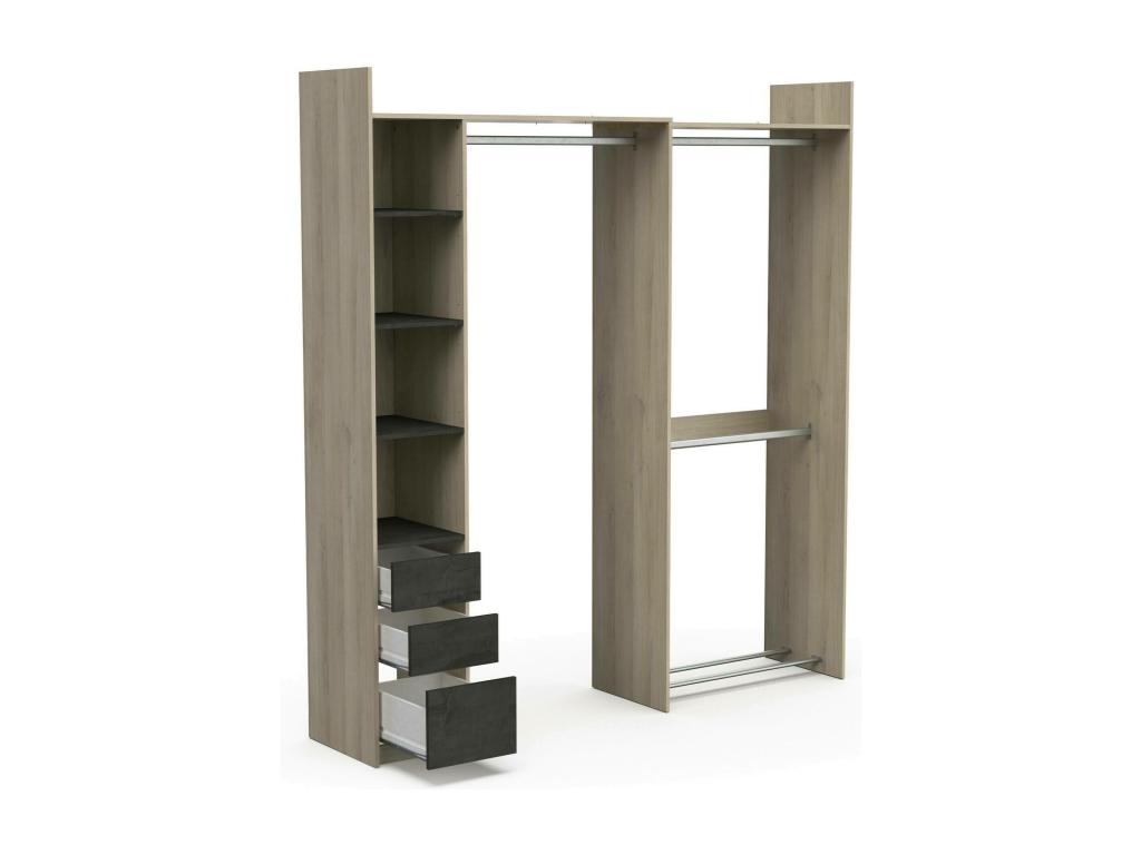 Grande Garde-robe Dshimiz Meubles de chambre Penderie de plain-pied Placard à vêtements 200x44 h218 cm Chêne clair QVPE23022