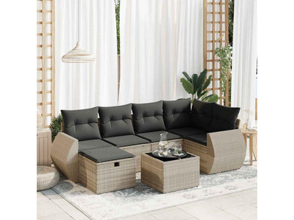 Salon de jardin avec coussins 7 pcs gris clair résine tressée DENU99480
