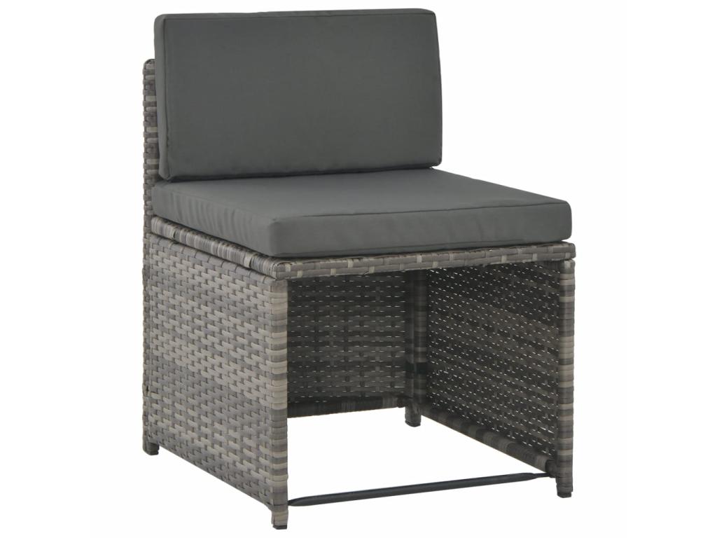 Mobilier à dîner de jardin 7pcs et coussins Résine tressée Gris 6 GDKO23412