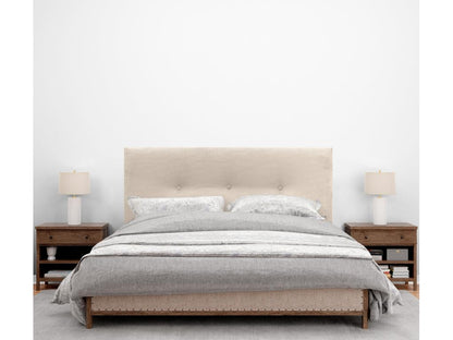 Chicyla Tête de Lit Velours Côtelé Uni avec Boutons 160x105 avec Pieds de Lit 150/160 - Beige SBSD80713