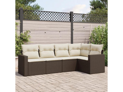 Salon de jardin avec coussins 5 pcs marron résine tressée ETWT79565