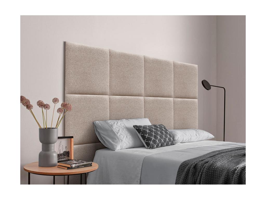 Domopure Tête de lit tapissée en tissu Aqualine composée de panneaux de lit autocollants interchangeables pour chambre de luxe Sable 140 cm XMWY58514