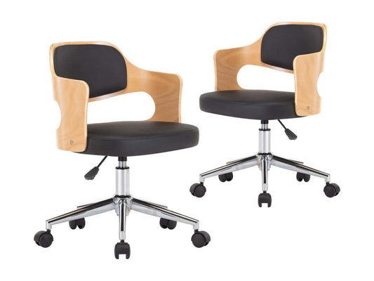 Chaises pivotantes à manger lot de 2 bois courbé et similicuir VKEC53277