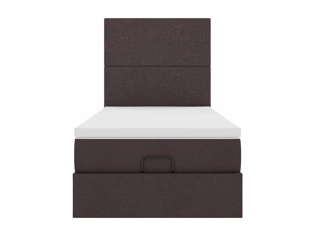 Cadre de lit ottoman avec matelas marron foncé 90x190 cm tissu QLNO60660