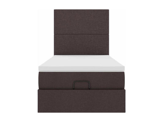 Cadre de lit ottoman avec matelas marron foncé 90x190 cm tissu QLNO60660