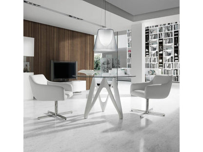 Table ronde design fibre de verre laqué argent Domopure-Dimensions D 130 x H 76 cm EKZM22875