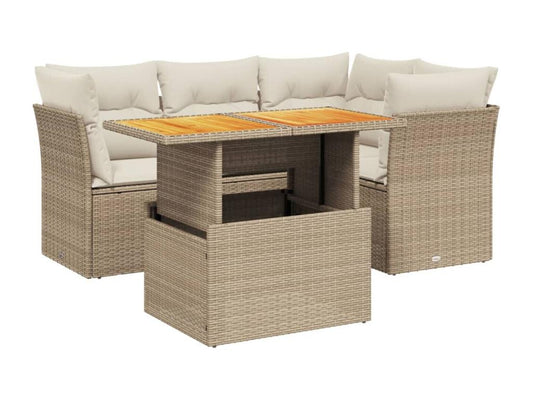 Salon de jardin avec coussins 5 pièces beige résine tressée YWXP01249