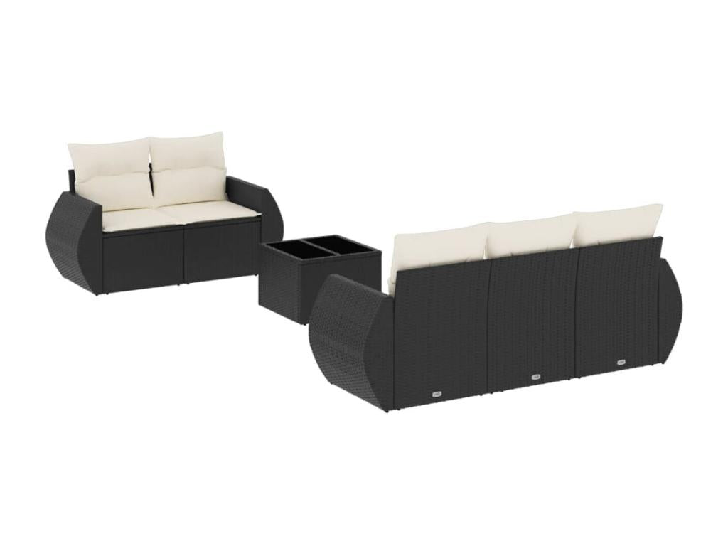 Salon de jardin 6 pièces avec coussins noir résine tressée NKBK36631