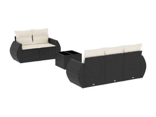 Salon de jardin 6 pièces avec coussins noir résine tressée NKBK36631