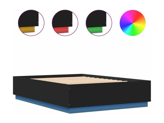 Cadre de lit avec Chicylaères LED noir 150x200cm bois d'ingénierie CHED75049