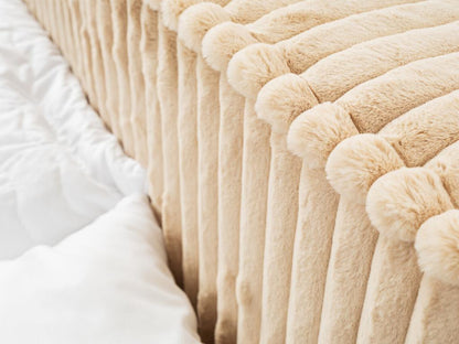 Lit rembourré avec rangement - 160x200 - lit double - côtelé - beige - Domopure SCST93065