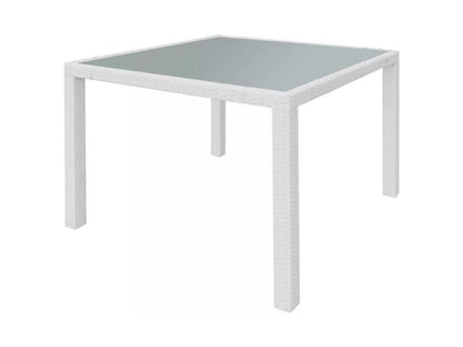 Table carrée et 4 chaises de jardin résine tressée blanc Chicyla TVMH81936