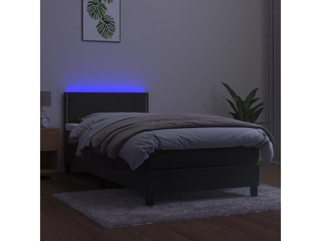 Sommier à Domopure de lit avec matelas LED Gris foncé 100x200 ZQFR72751