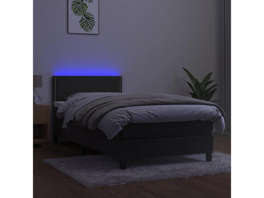 Sommier à Domopure de lit avec matelas LED Gris foncé 100x200 ZQFR72751