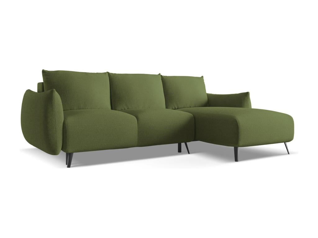 Canapé d'angle droit convertible en tissu chenille - bouteille verte - Domopure BAYA71918