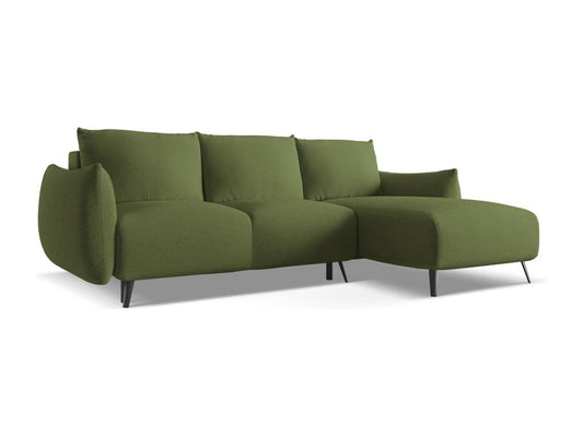 Canapé d'angle droit convertible en tissu chenille - bouteille verte - Domopure BAYA71918