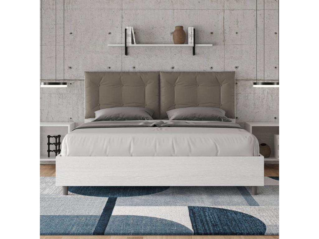 Lit coffre 160x200 avec coussins similicuir cappuccino Domopure FWTM57003