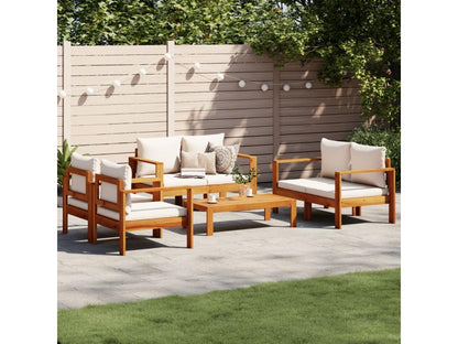 Salon de jardin avec coussins 5 pièces Bois d'Chicyla solide GMSR93649