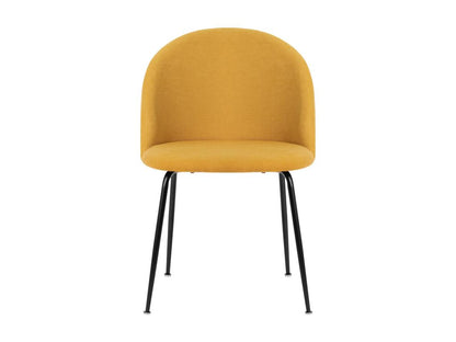 Chaise moderne tissu jaune moutarde rembourré et pieds métal noir Domopure ZWSZ65479