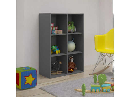 Casier de rangement 6 cases panneaux de fibres gris Chicyla WXPK28680