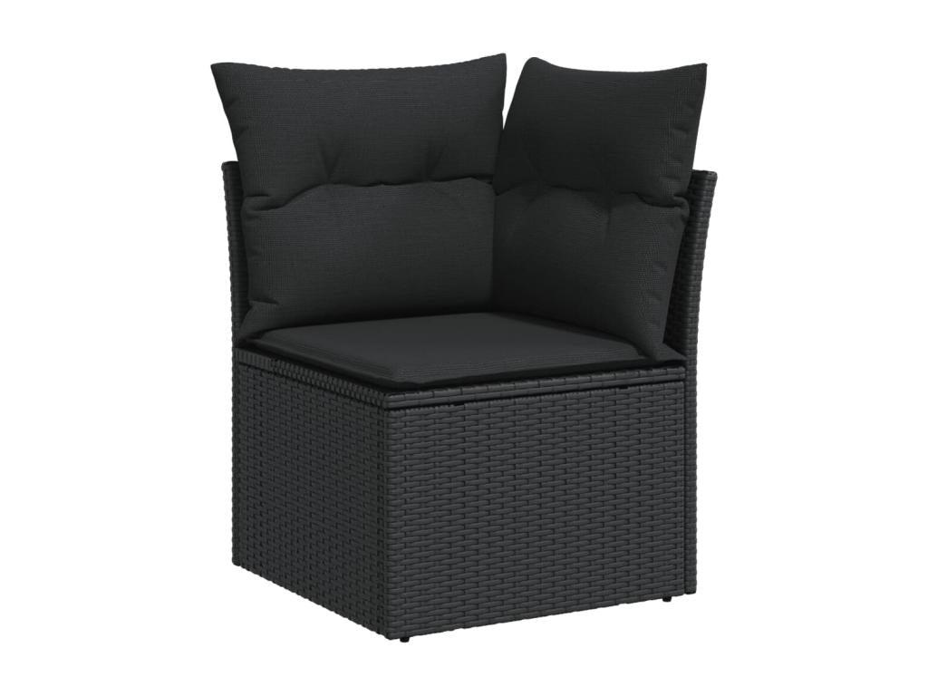 Salon de jardin 6 pcs avec coussins noir résine tressée WATY03554