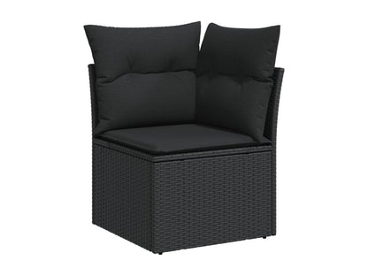 Salon de jardin 6 pcs avec coussins noir résine tressée WATY03554