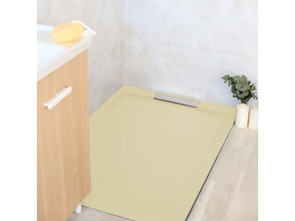 Receveur de douche 80x110cm extra plat Domopure en résine surface ardoisée beige ENSU83927